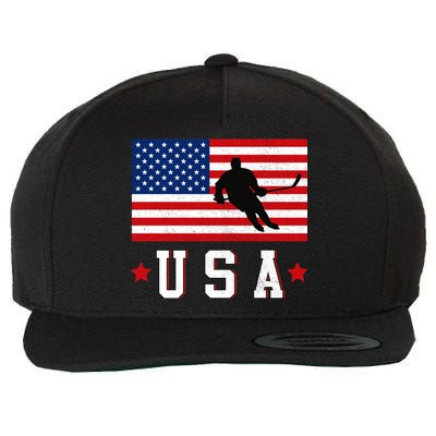 USA Hockey Winter Sports Games Wool Snapback Cap