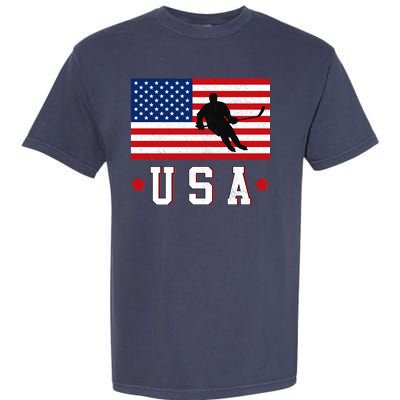 USA Hockey Winter Sports Games Garment-Dyed Heavyweight T-Shirt