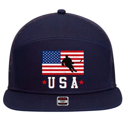 USA Hockey Winter Sports Games 7 Panel Mesh Trucker Snapback Hat