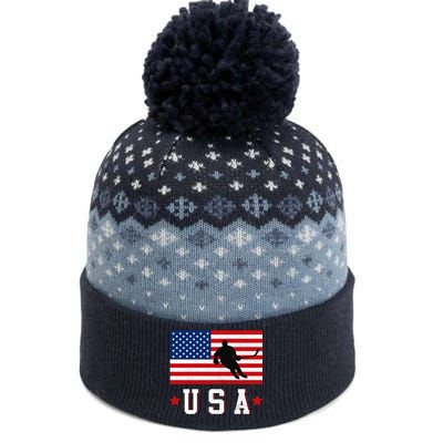 USA Hockey Winter Sports Games The Baniff Cuffed Pom Beanie