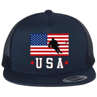 USA Hockey Winter Sports Games Flat Bill Trucker Hat