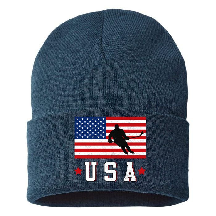 USA Hockey Winter Sports Games Sustainable Knit Beanie