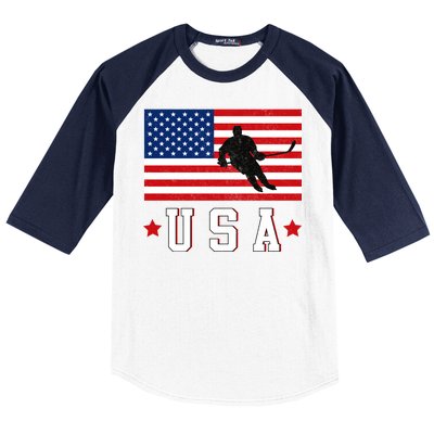 USA Hockey Winter Sports Games Baseball Sleeve Shirt