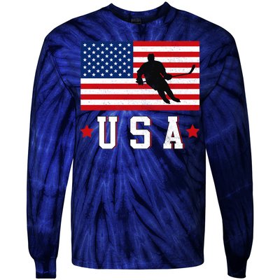 USA Hockey Winter Sports Games Tie-Dye Long Sleeve Shirt