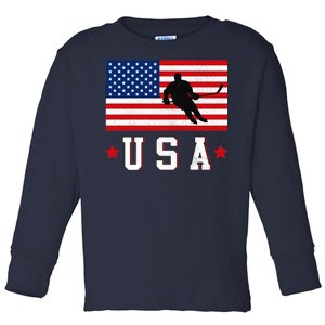 USA Hockey Winter Sports Games Toddler Long Sleeve Shirt