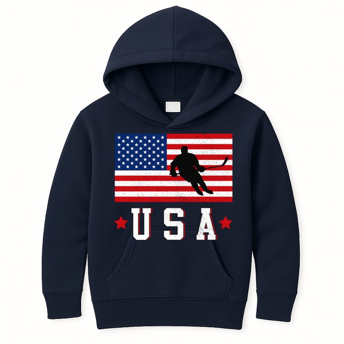 USA Hockey Winter Sports Games Kids Hoodie