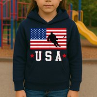 USA Hockey Winter Sports Games Kids Hoodie