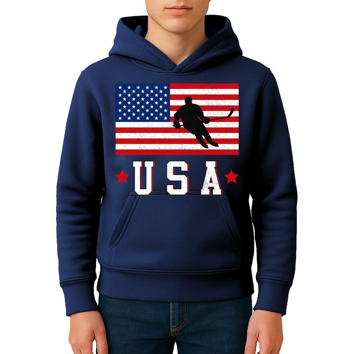 USA Hockey Winter Sports Games Kids Hoodie