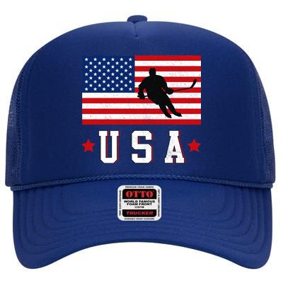 USA Hockey Winter Sports Games High Crown Mesh Back Trucker Hat