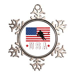 USA Hockey Winter Sports Games Metallic Star Ornament