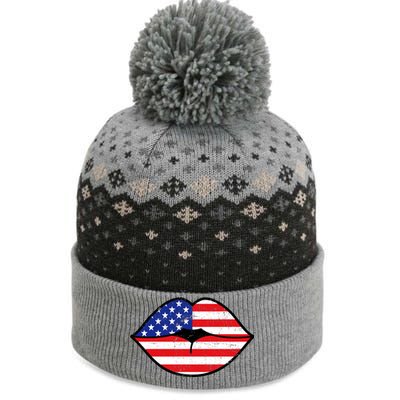 USA Lips The Baniff Cuffed Pom Beanie