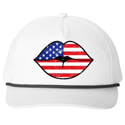 USA Lips Snapback Five-Panel Rope Hat