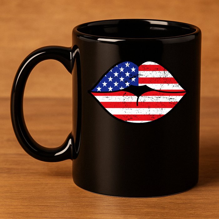 USA Lips 11oz C Handle Ceramic Mug