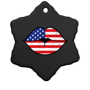 USA Lips Ceramic Star Ornament