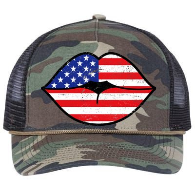 USA Lips Retro Rope Trucker Hat Cap