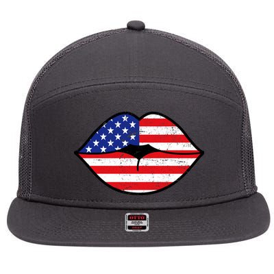 USA Lips 7 Panel Mesh Trucker Snapback Hat