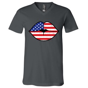 USA Lips V-Neck T-Shirt