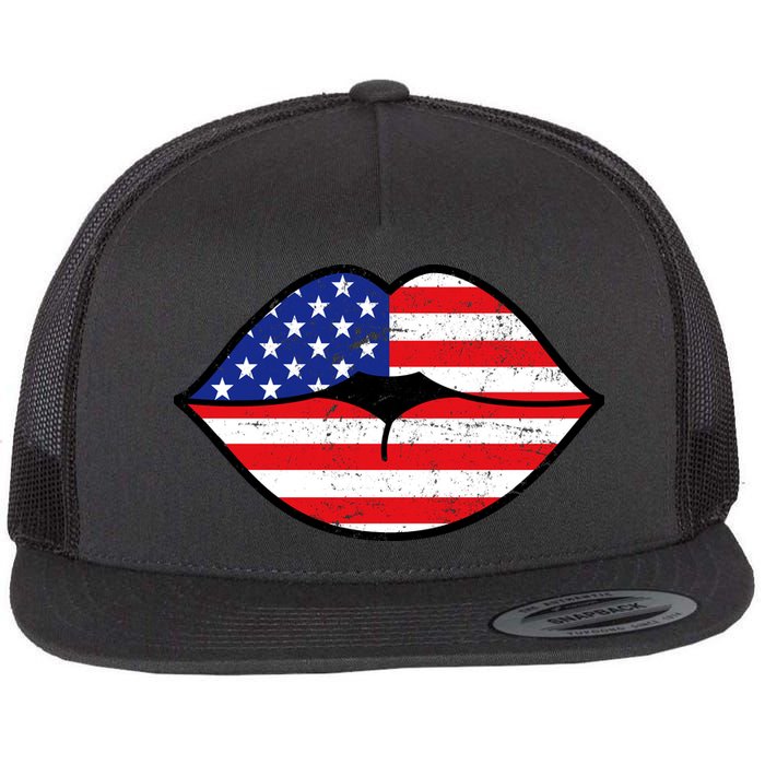 USA Lips Flat Bill Trucker Hat