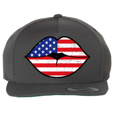 USA Lips Wool Snapback Cap