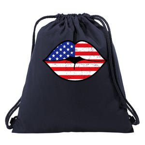 USA Lips Drawstring Bag