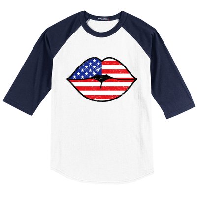 USA Lips Baseball Sleeve Shirt