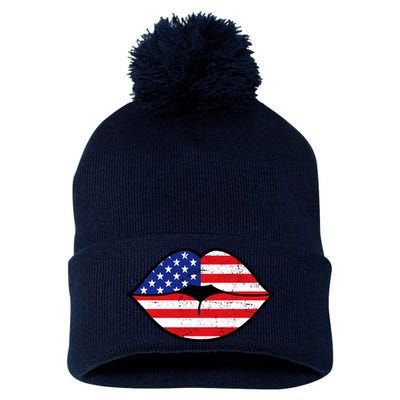 USA Lips Pom Pom 12in Knit Beanie