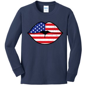 USA Lips Kids Long Sleeve Shirt