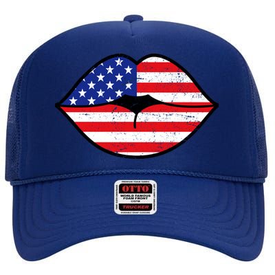 USA Lips High Crown Mesh Back Trucker Hat