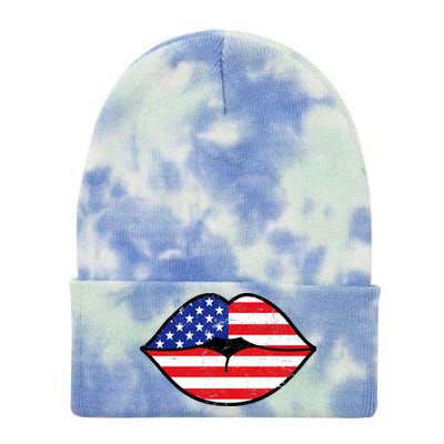 USA Lips Tie Dye 12in Knit Beanie