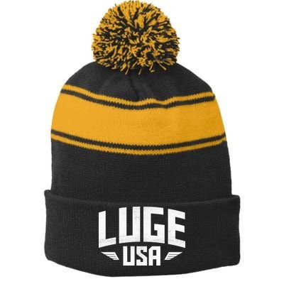 USA Luge Team Stripe Pom Pom Beanie