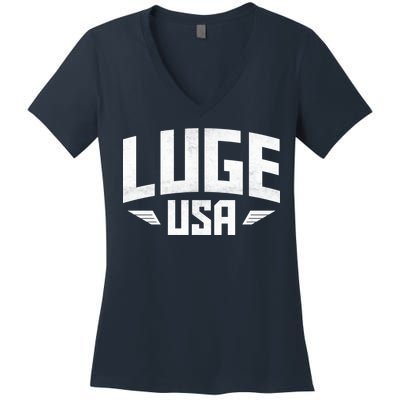 USA Luge Team Women's V-Neck T-Shirt