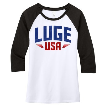 USA Luge Team Women's Tri-Blend 3/4-Sleeve Raglan Shirt