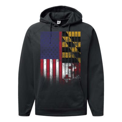 USA Maryland Flag Performance Fleece Hoodie