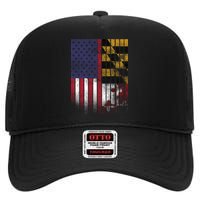 USA Maryland Flag High Crown Mesh Back Trucker Hat