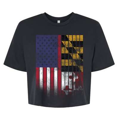 USA Maryland Flag Bella+Canvas Jersey Crop Tee