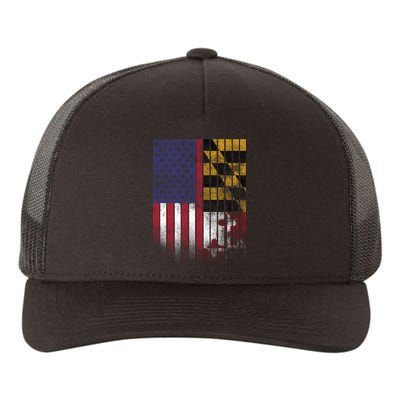 USA Maryland Flag Yupoong Adult 5-Panel Trucker Hat