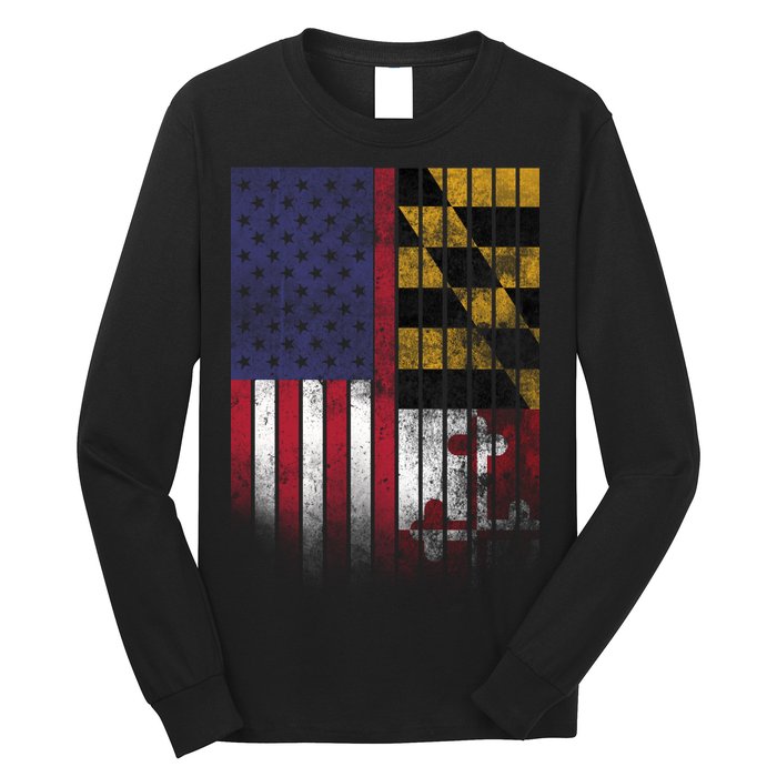 USA Maryland Flag Long Sleeve Shirt