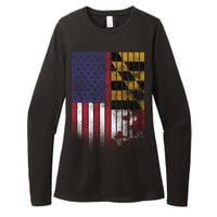 USA Maryland Flag Womens CVC Long Sleeve Shirt