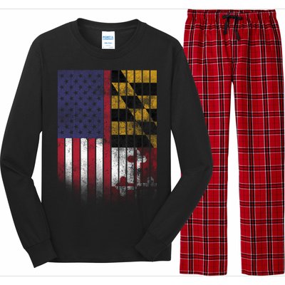 USA Maryland Flag Long Sleeve Pajama Set