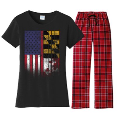 USA Maryland Flag Women's Flannel Pajama Set