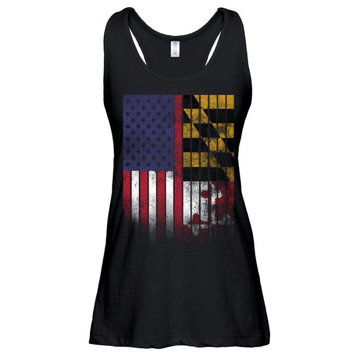 USA Maryland Flag Ladies Essential Flowy Tank