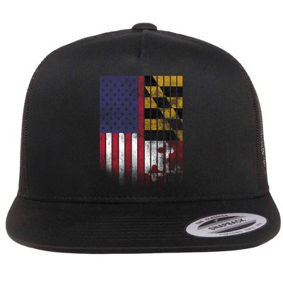 USA Maryland Flag Flat Bill Trucker Hat