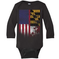 USA Maryland Flag Baby Long Sleeve Bodysuit