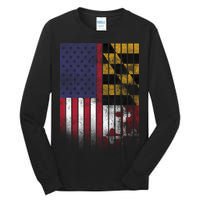 USA Maryland Flag Tall Long Sleeve T-Shirt