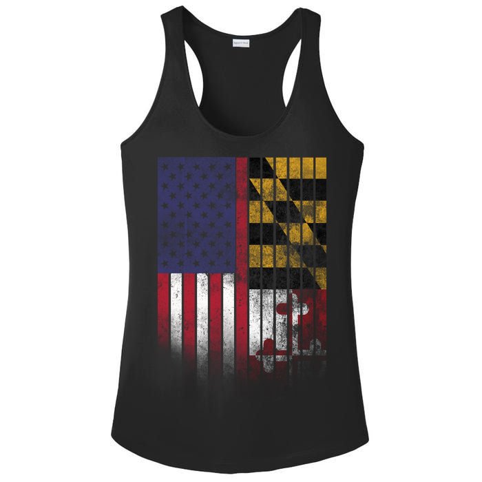 USA Maryland Flag Ladies PosiCharge Competitor Racerback Tank