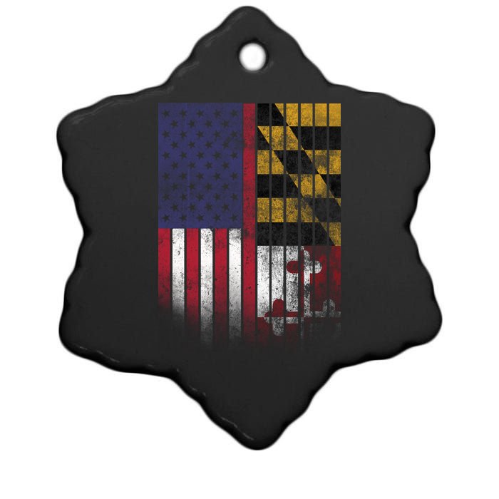 USA Maryland Flag Ceramic Star Ornament