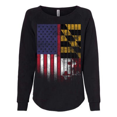 USA Maryland Flag Womens California Wash Sweatshirt