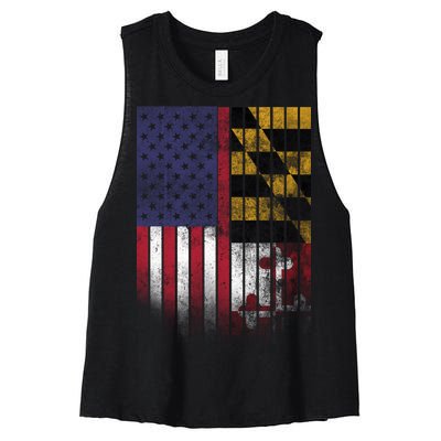 USA Maryland Flag Women's Racerback Cropped Tank