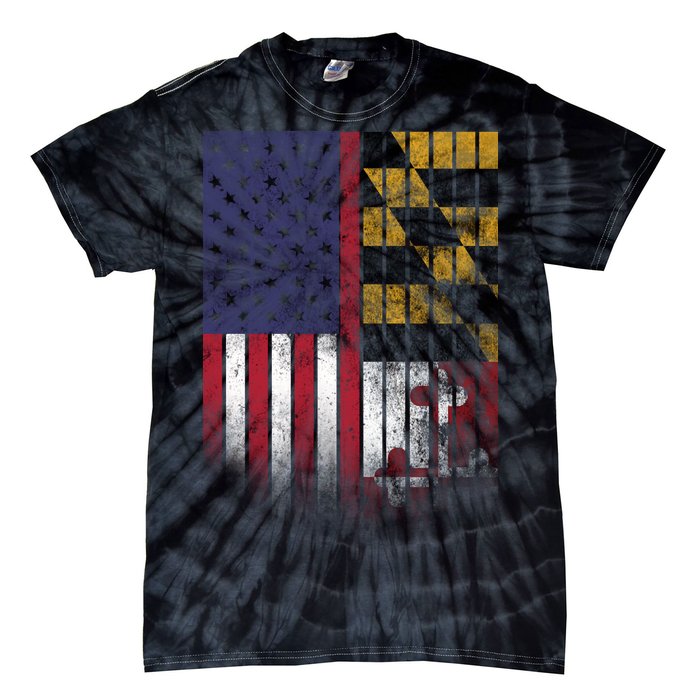 USA Maryland Flag Tie-Dye T-Shirt