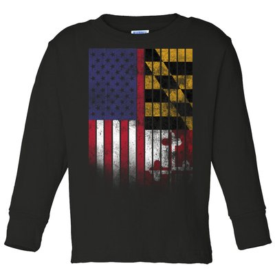 USA Maryland Flag Toddler Long Sleeve Shirt